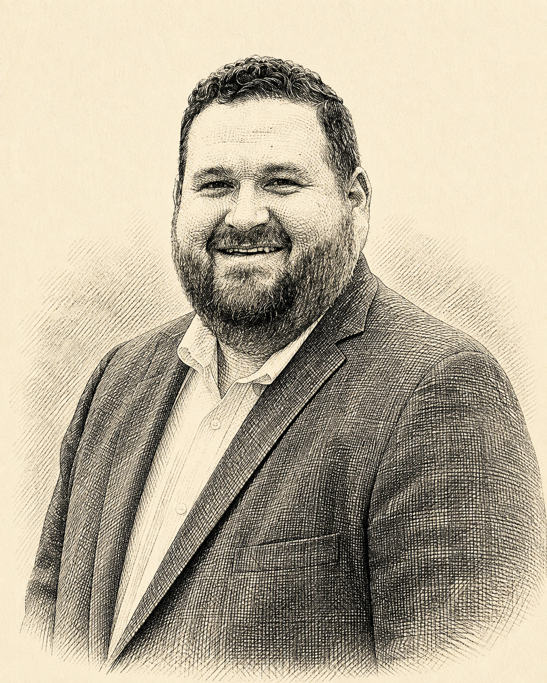 Etching style portrait of Chase Tucker, Managing Partner of Texas Multifamily Team